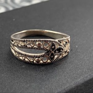 Vintage Sterling Silver Marcasite Ring size 8